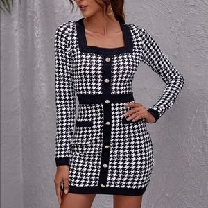 Houndstooth body con dress still in packaging never worn